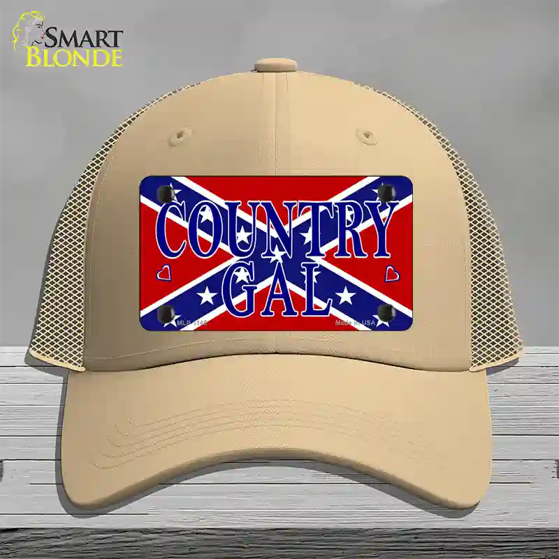 Confederate Country Gal Novelty License Plate Hat Mesh / Khaki