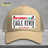 Eagle River Wisconsin Novelty License Plate Hat Mesh / Khaki