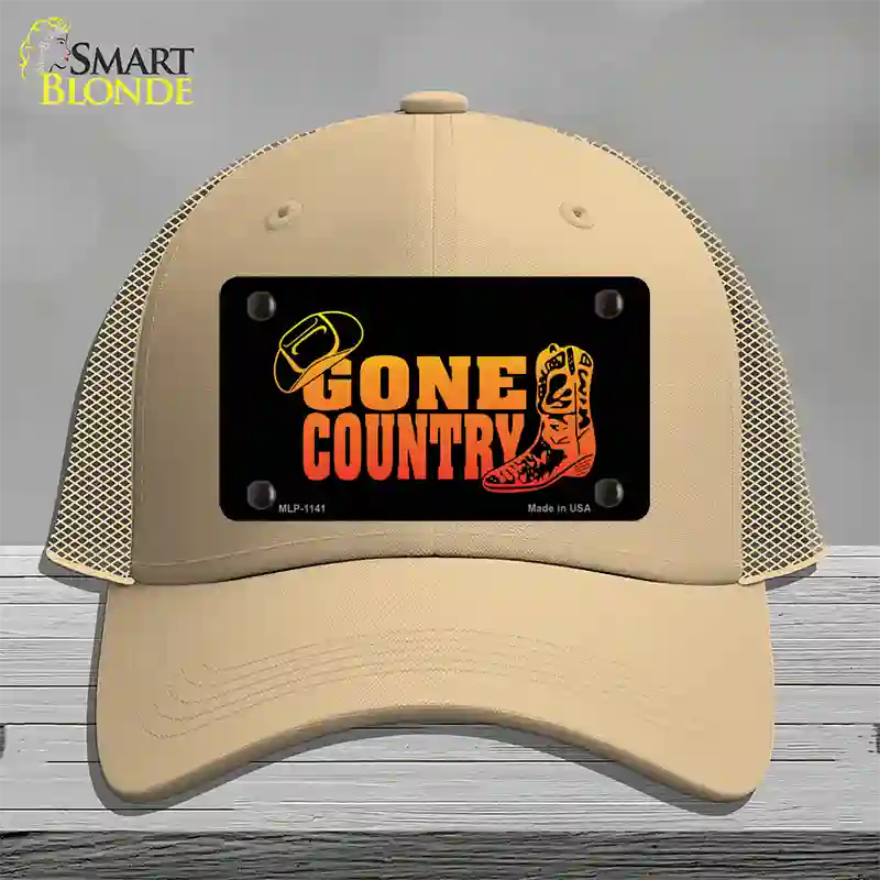 Gone Country Novelty License Plate Hat Mesh / Khaki