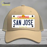 San Jose California Novelty License Plate Hat Mesh / Khaki