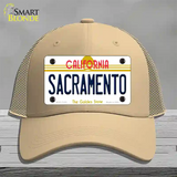 Sacramento California Novelty License Plate Hat Mesh / Khaki