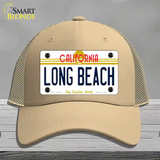 Long Beach California Novelty License Plate Hat Mesh / Khaki