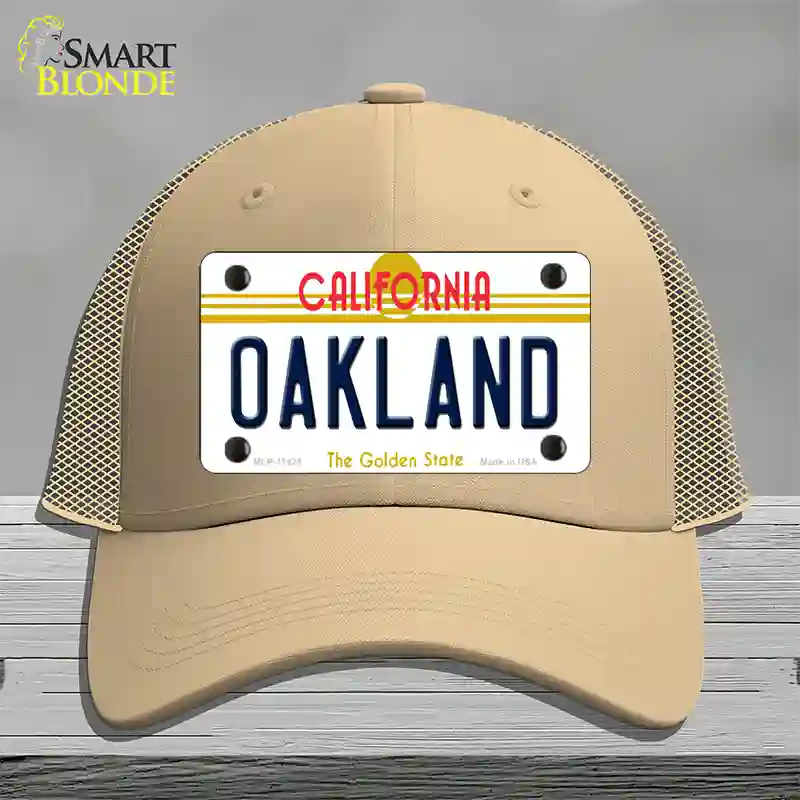 Oakland California Novelty License Plate Hat Mesh / Khaki