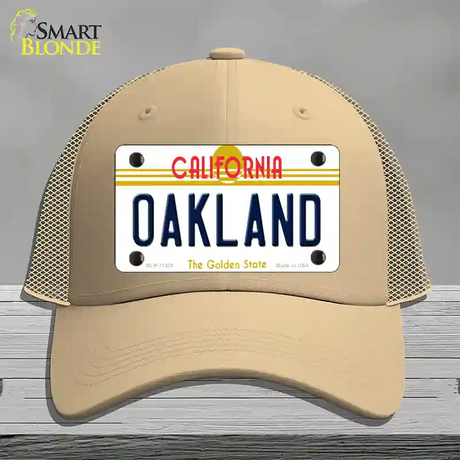 Oakland California Novelty License Plate Hat Mesh / Khaki