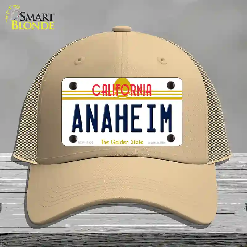 Anaheim California Novelty License Plate Hat Mesh / Khaki