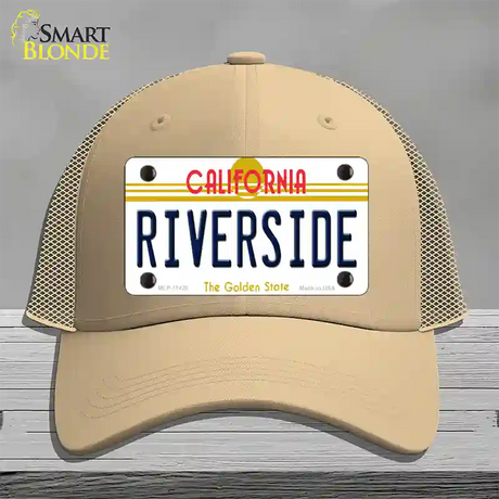 Riverside California Novelty License Plate Hat Mesh / Khaki