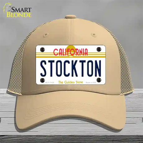 Stockton California Novelty License Plate Hat Mesh / Khaki