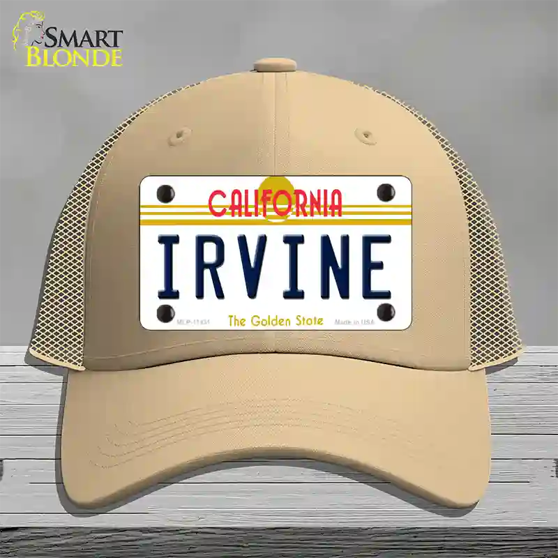 Irvine California Novelty License Plate Hat Mesh / Khaki