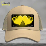 Hearts Over Roses In Yellow Novelty License Plate Hat Mesh / Khaki