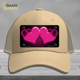 Hearts Over Roses In Pink Novelty License Plate Hat Mesh / Khaki