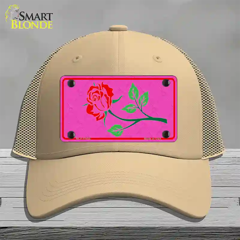 Illustrated Rose On Pink Chaise Lounge Novelty License Plate Hat Mesh / Khaki