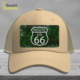 Route 66 Green Brick Wall Novelty License Plate Hat Mesh / Khaki