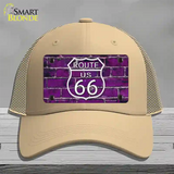 Route 66 Purple Brick Wall Novelty License Plate Hat Mesh / Khaki