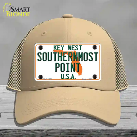 Key West Southernmost Point Novelty License Plate Hat Mesh / Khaki