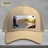 Happiness Way Of Life Yoga Novelty License Plate Hat Mesh / Khaki