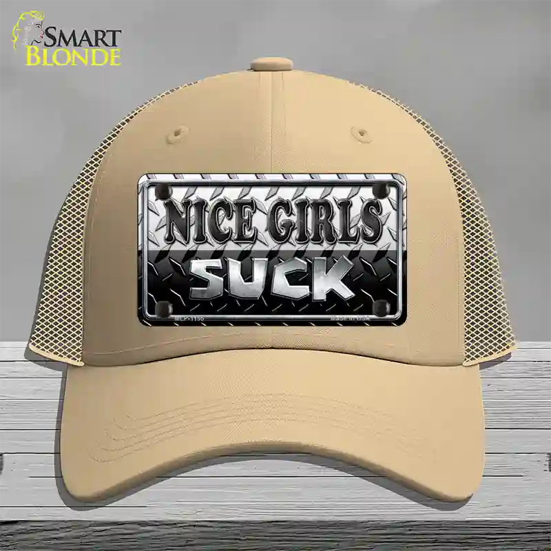 Nice Girls Suck Novelty License Plate Hat Mesh / Khaki