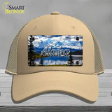 Alaska Snowy Mountains State Novelty License Plate Hat Mesh / Khaki