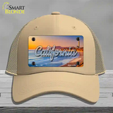 California Beach State Novelty License Plate Hat Mesh / Khaki