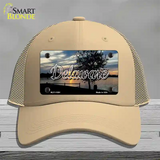 Delaware River Sunset State Novelty License Plate Hat Mesh / Khaki