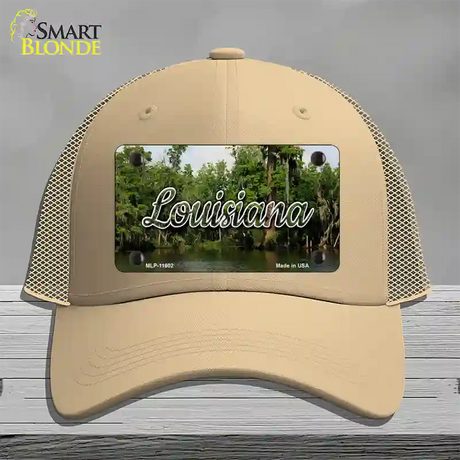 Louisiana Swamp State Novelty License Plate Hat Mesh / Khaki