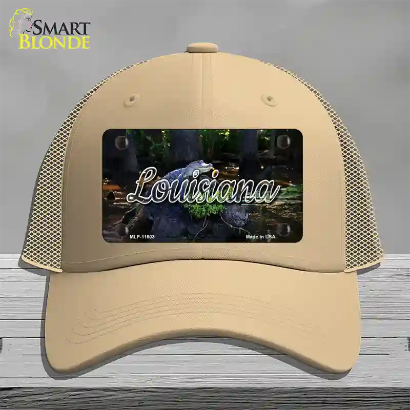 Louisiana Alligator Swamp State Novelty License Plate Hat Mesh / Khaki