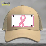 Breast Cancer Ribbon Novelty License Plate Hat Mesh / Khaki