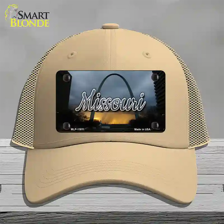 Missouri Gateway Arch State Novelty License Plate Hat Mesh / Khaki