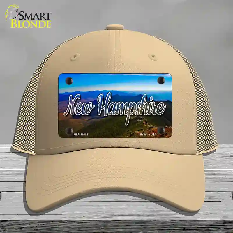 New Hampshire Mountain Range State Novelty License Plate Hat Mesh / Khaki