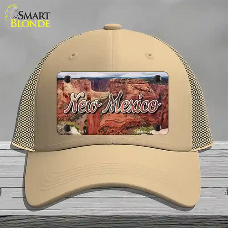 New Mexico Red Canyon State Novelty License Plate Hat Mesh / Khaki