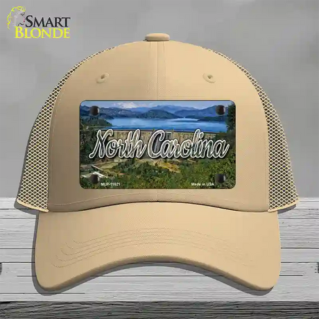 North Carolina Dam State Novelty License Plate Hat Mesh / Khaki