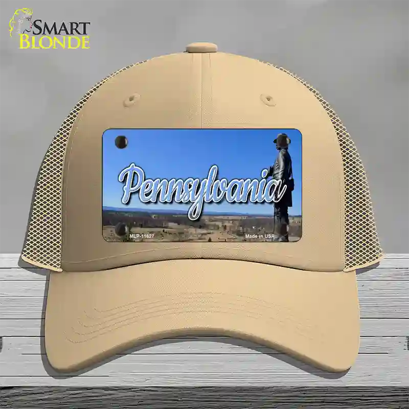 Pennsylvania Gettysburg Statue State Novelty License Plate Hat Mesh / Khaki