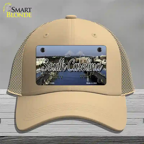 South Carolina City Bridge State Novelty License Plate Hat Mesh / Khaki