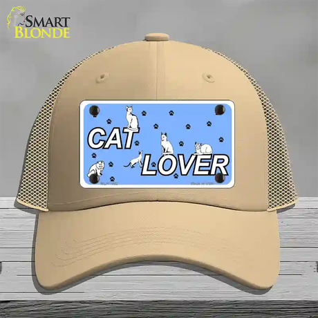 Cat Lover Novelty License Plate Hat Mesh / Khaki