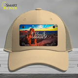 Utah Canyon Arch State Novelty License Plate Hat Mesh / Khaki