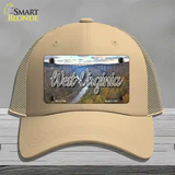 West Virginia River Bridge State Novelty License Plate Hat Mesh / Khaki