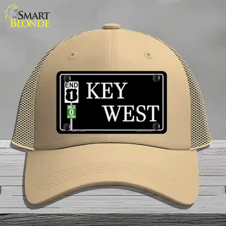 Key West Highway Sign Novelty License Plate Hat Mesh / Khaki