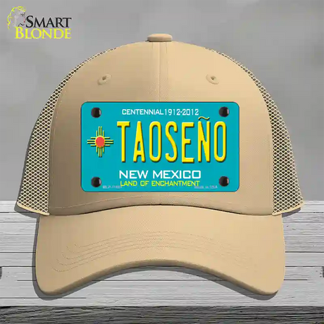 Taoseno Teal New Mexico Novelty License Plate Hat Mesh / Khaki