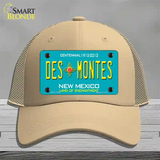 Des Montes Teal New Mexico Novelty License Plate Hat Mesh / Khaki