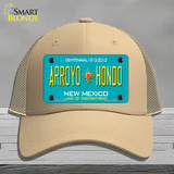 Arroyo Hondo Teal New Mexico Novelty License Plate Hat Mesh / Khaki