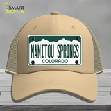 Manitou Springs Colorado Novelty License Plate Hat Mesh / Khaki