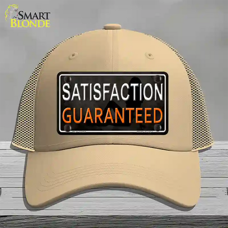 Satisfaction Guaranteed Novelty License Plate Hat Mesh / Khaki