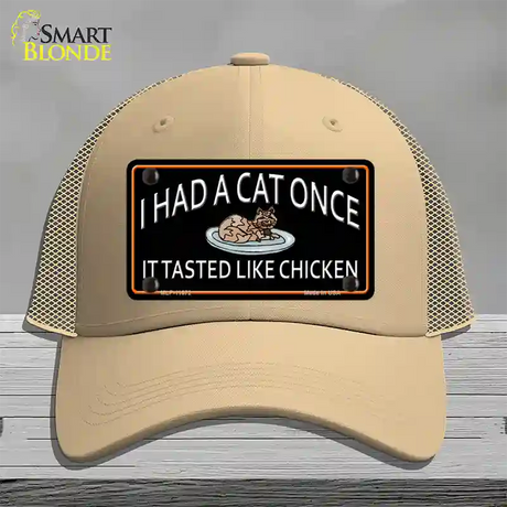 I Had A Cat Once Novelty License Plate Hat Mesh / Khaki