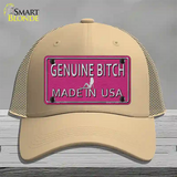 Genuine Bitch Made In USA Novelty License Plate Hat Mesh / Khaki