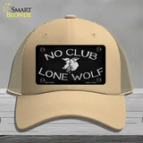 No Club Lone Wolf Novelty License Plate Hat Mesh / Khaki