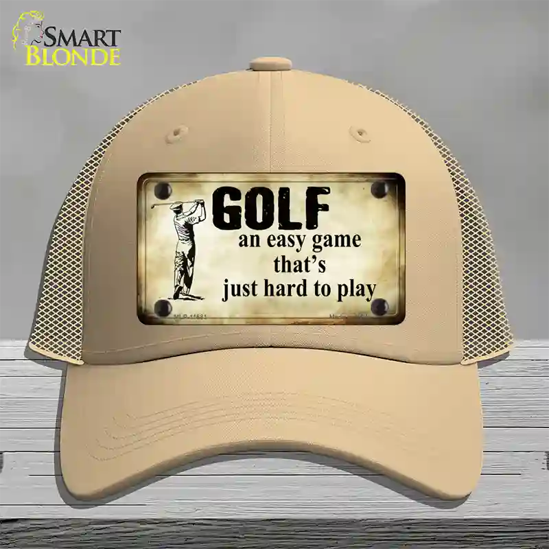 Golf An Easy Game Novelty License Plate Hat Mesh / Khaki