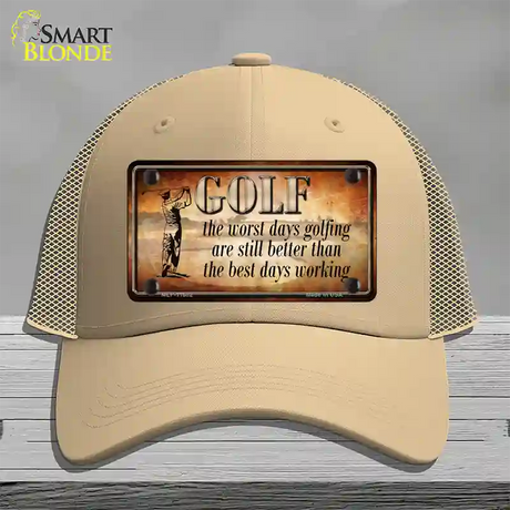 Golf The Worst Days Novelty License Plate Hat Mesh / Khaki