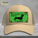 Wiener In Action Novelty License Plate Hat Mesh / Khaki