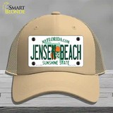 Jensen Beach Florida Novelty License Plate Hat Mesh / Khaki