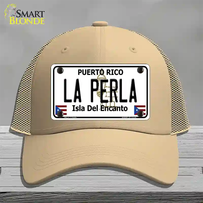 La Perla Puerto Rico Novelty License Plate Hat Mesh / Khaki