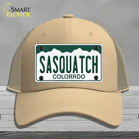 Sasquatch Colorado Novelty License Plate Hat Mesh / Khaki